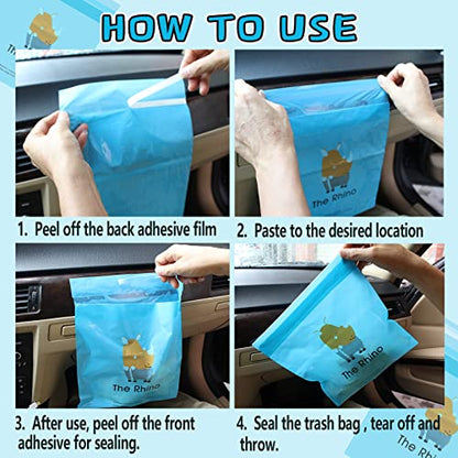 54pcs Car Trash Bags Easy Stick-On Disposable Portable Car Garbage Bags, Waterproof Leak Proof Barf Vomit Bags, Self Adhesive Cleaning Bags for Cars, Bedrooms, Bathrooms, Offices, Kitchens - Pattern B - color: B-54 Pieces