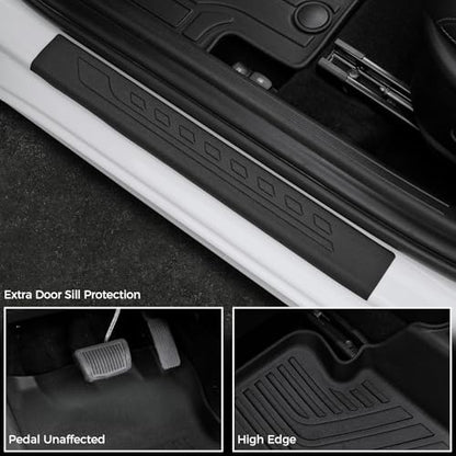 Floor Mats for Hyundai Elantra Gas 2021-2026, All Weather Floor Mats Trunk Cargo Liner and Door Sill Guards Accessories, Full Coverage Set (Not fit Hybrid Models) - size: For Hyundai Elantra | 2021-2026