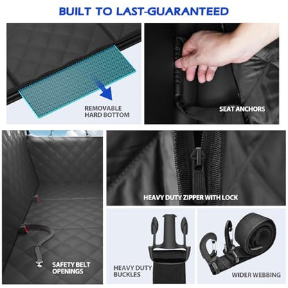 Truck Dog Seat Cover Back Seat, Hard Bottom Dog Hammock for Car, Waterproof XL Large Soft Pet Extender Travel Bed Supports 400lbs, Durable Platform Protector Full Size Crew Cab Rear Seat