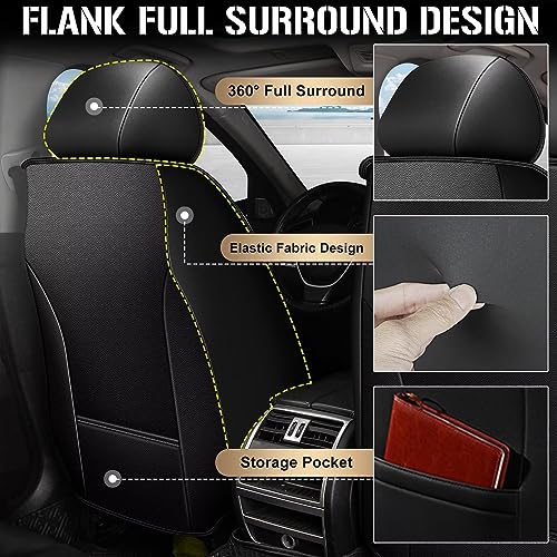 Faux Leather Custom Fit Seat Covers Compatible with Nissan Frontier 2007-2026 Full Set 5 Seats, Airbag Compatible, Black & Dark Gray - color: Gray & White, size: 5 Seats