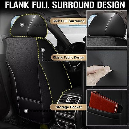 Faux Leather Custom Fit Seat Covers Compatible with Nissan Frontier 2007-2026 Full Set 5 Seats, Airbag Compatible, Black & Dark Gray - color: Gray & White, size: 5 Seats