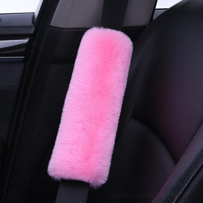 2-Pack Soft Plush Seatbelt Covers for Kids - Comfortable Pink Seat Belt Cushion for Newborns - Car Seat/Stroller Strap Accessories - Enhanced Driving Comfort & Protection (Pink)