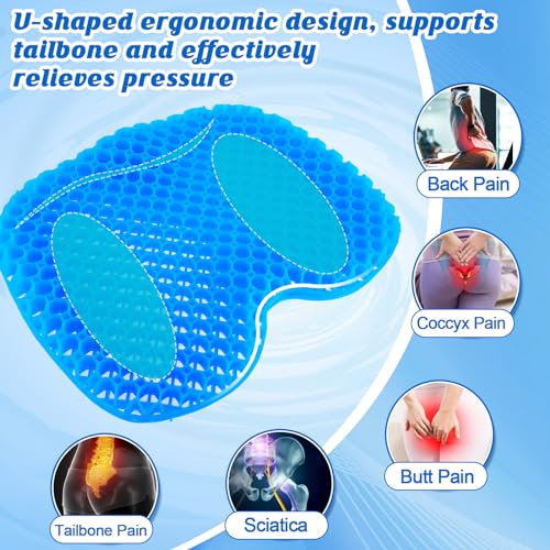 Anti Slip Kayak Seat Cushion-Thick Breathable Comfortable Waterproof-Gel U Shape Seats Pad with Non-Slip Cover, Lifetime Kayak Seat for Sit in Inflatable Kayaks Canoe Boat Accessories, 2 Pcs
