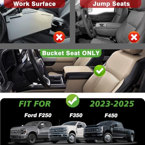 Center Console Armrest Cover Fit for Ford F250 F350 F450 2023-2025 2026 Super Duty Accessories, Comfort Armrest Pad Console Lid Cushion Vegan Leather 1-Inch Extra Thick(BucketSeat ONLY) - size: 4) 23+ |F250/F350/F450| Bucket Seat, +Thick