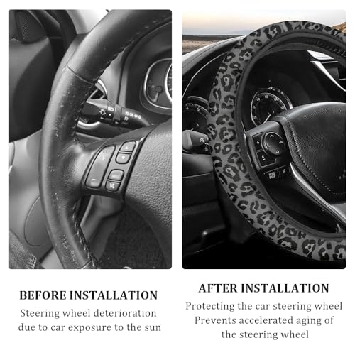 15In Cheetah Print Steering Wheel Cover Breathable,Sweat Absorption Car Steering Wheel Cover for Protection,Universal Steering Wheel Wrap Car Decoration Fit for Car Truck SUV