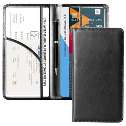 CoBak Car Registration and Insurance Holder - Vehicle Glove Box Car Organizer,Auto Truck Comparment Accessories Case with Magnetic Closure for Driver License,Cards - color: L-Cowhide Black