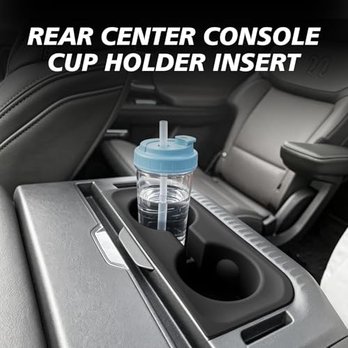 Muslogy Center Console Front & Rear Cup Holder Inserts Compatible with 2025 2026 Ford Expedition Accessories Middle Console and Rear Armrest Cup Holder Silicone Rubber Organizer 2PCS Set - size: 2025-2026 Expedition Front & Rear