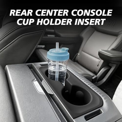 Muslogy Center Console Front & Rear Cup Holder Inserts Compatible with 2025 2026 Ford Expedition Accessories Middle Console and Rear Armrest Cup Holder Silicone Rubber Organizer 2PCS Set - size: 2025-2026 Expedition Front & Rear