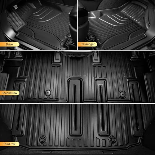 AOMSAZTO All-Weather TPE Floor Mats Compatible with 2022-2025 2026 Nissan Pathfinder (7&8 Seats) – Custom Fit Cargo Liner with Backrest Mat, Full Set for Interior Protection - style: 19)22-25 Pathfinder Floor & Cargo & Backrest Mats
