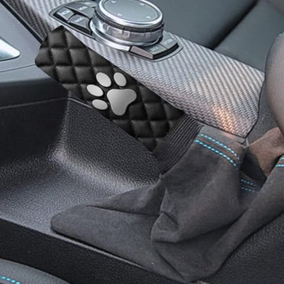 Dog Paw Print Car Handbrake Cover with Gear Shift Knob Covers, Soft Anti-Skid Handbrake Covers with Gear Shift Covers, All Weather Protector, Auto Interior Accessories, Set of 2 - color: Black and Gray - Dog Paw