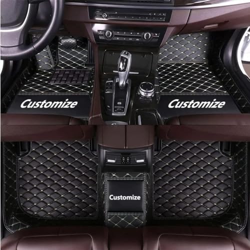Custom Making Car Floor Mats for 97.5% Car Model Luxury Leather All Weather Waterproof Anti-Skid Full Coverage Liners (Black Beige line) - color: Black Beige line