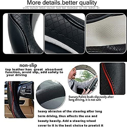 Car Steering Wheel Cover, Anti-Slip, Safety, Soft, Breathable, Heavy Duty, Thick, Full Surround, Sports Style (Black) - color: Black