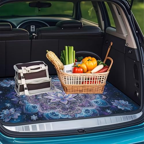 Universal Car Trunk Mat, All Weather Trunk Protection Cargo Liner, Stylish Vehicle Interior Accessories, Durable Cargo Mat Rear Trunk Line Suitable for Most Car (Mystical Mandala Style, 29" x 39") - color: Mystical Mandala Style