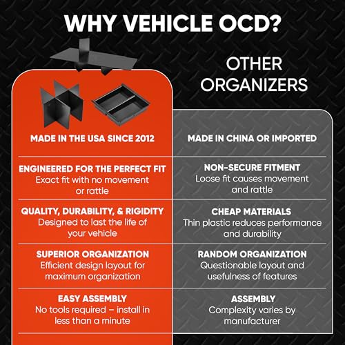 Vehicle OCD - Center Console Divider, Tray, and Glove Box Organizer for Toyota Tacoma (2016-2023) - Made in USA - SLX501 - size: 2016-2023, style: Boxed Set