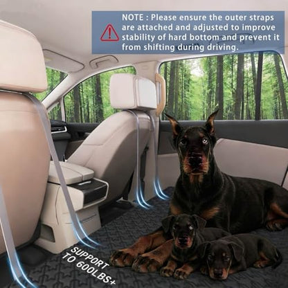 Upgraded Durable Hard Bottom Dog Car Seat Cover with EPE Sponge Cushion,Foldable Dog Rear Seat Protector,Waterproof Dog Hammock for Car, Seamless Dogs Back Seat Extender for Car SUV Truck(L)