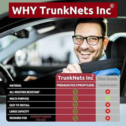 Envelope Style Trunk Mesh Cargo Net for Chevrolet Equinox 2018-2026 - Car Accessories - Premium Trunk Organizers and Storage - Cargo Net for SUV - Vehicle Carrier Organizer for Chevrolet Equinox