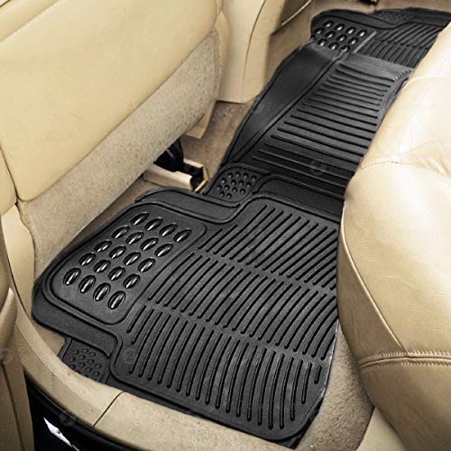 ZONETECH All Weather Rubber Semi Pattern Car Interior Floor Mats – 4-Piece Set Black Heavy Duty Car Interior Floor Mats - size: 4-Piece Trimmable Floor Mats