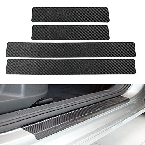 Door Sill Plate Protectors for Car - Universal Door Entry Guards Sill Scuff Cover Panel Step Protector, Welcome Pedal Protector Cover, Carbon Fiber, 4pcs/Set