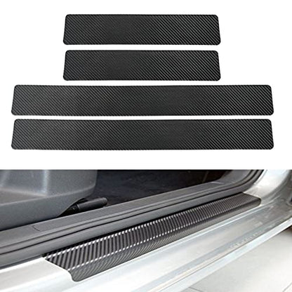 Door Sill Plate Protectors for Car - Universal Door Entry Guards Sill Scuff Cover Panel Step Protector, Welcome Pedal Protector Cover, Carbon Fiber, 4pcs/Set