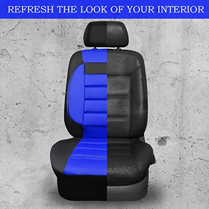 CAR PASS Leather 3D Foam Back Support Car Seat Covers Full Set Air Mesh Automotive Seat Covers, All Season Car Seat Cover Fit Automotive,SUV,Sedan,Van, Airbag Compatible Elegance(Black and Blue Royal) - color: Black and Blue