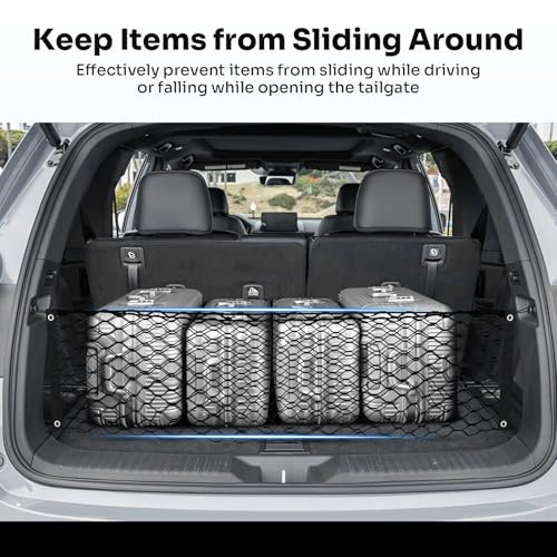 Canvcle Trunk Cargo Net for 2023-2025 2026 Honda Pilot Accessories Envelope Style Mesh Trunk Net Organizer and Storage Stretchable Adjustable Elastic Nylon Rear Cargo Netting with Hooks - style: for Honda Pilot