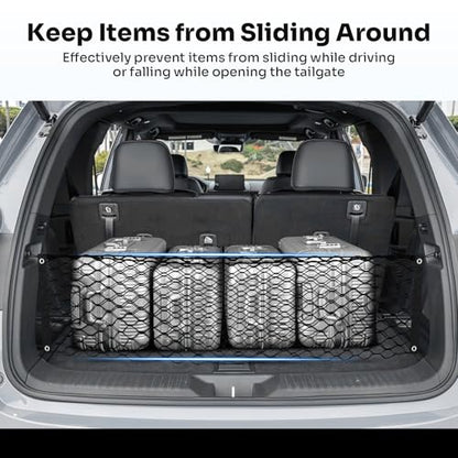 Canvcle Trunk Cargo Net for 2023-2025 2026 Honda Pilot Accessories Envelope Style Mesh Trunk Net Organizer and Storage Stretchable Adjustable Elastic Nylon Rear Cargo Netting with Hooks - style: for Honda Pilot