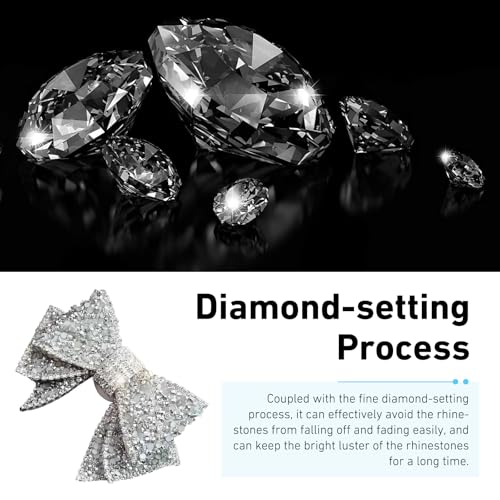 2 PCS Bling Bow Car Vent Clips, Crystal Rhinestone Air Conditioning Outlet Clip, Cute Car Interior Decorative Accessories, Universal Decor Charm Clips for Women Girls (Black & Silver)