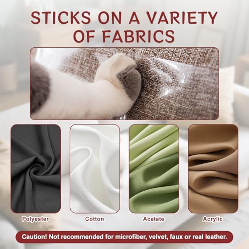 10 Pack Anti Cat Scratch Furniture Protector, Heavy-Duty Clear Self-Adhesive Sofa Protectors for Pets, No-Residue for Couch, Doors, Walls – with 50 Twist Pins - size: 7 Sheets 17"×12" + 3 Sheets 17"×6", 50 Twist
