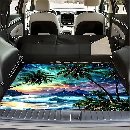Universal Car Trunk Mat, All Weather Trunk Protection Cargo Liner, Stylish Vehicle Interior Accessories, Durable Cargo Mat Rear Trunk Line Suitable for Most Car (Tropical Beach Palms, 29" x 39") - color: Tropical Beach Palms
