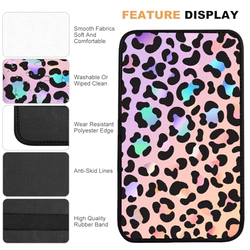 Pink Gradient Leopard Auto Center Console Pad,Car Armrest Pad Car Armrest Seat Box Cover Protector for Most Cars - color: Pink Gradient Leopard