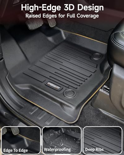 Umbrauto Custom Fit Floor Mats for Ford F150 SuperCab (Extended Cab) 2015-2025 2026 (Not for SuperCrew Cab), All Weather TPE Automotive Pickup Truck Liners for Front & Rear Row - size: F150 2015-26 SuperCab