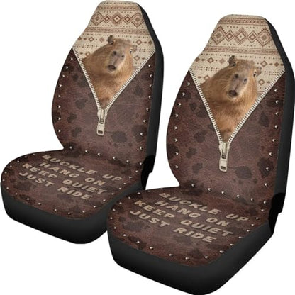 2 Pieces Car Front Seat Covers Aztec Capybara Print Auto Seat Protector for Cars Front Seats High Back Seats Cover for SUV, Universal Fits, Brown - color: Brown - Aztec Capybara