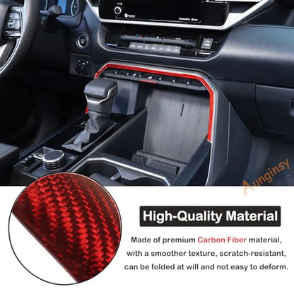 Aunginsy Car Center Control Warning Light Outer Frame Decorative Sticker Fit Toyot@a Tundra/Sequoia 2022-2024 Carbon Fiber Gear Box Shift Panel Protect Strip Cover Trim Sticker Interior Accessories - size: Warning Light Outer Frame Trim