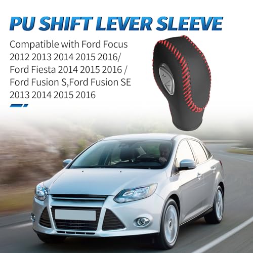 EATAKWARD PU Carbon Fiber Car Gear Shift Knob Cover - Fit for Ford Focus 2012-2016 & Fiesta 2014-2016 / Fusion S & SE 2013-2016 - style: Type A