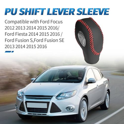EATAKWARD PU Carbon Fiber Car Gear Shift Knob Cover - Fit for Ford Focus 2012-2016 & Fiesta 2014-2016 / Fusion S & SE 2013-2016 - style: Type A