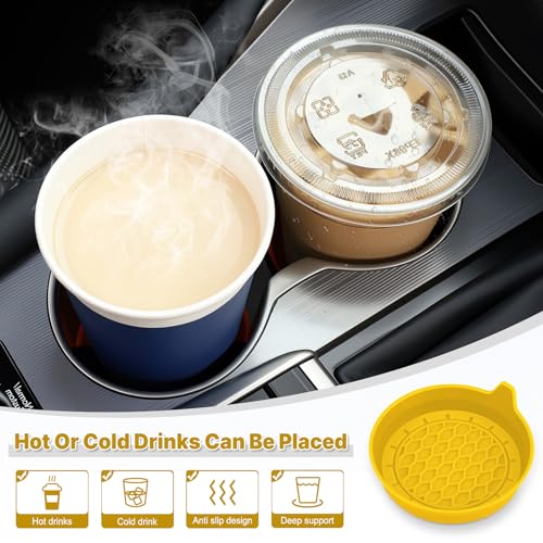 SINGARO Car Cup Holder Coaster, Silicone Cup Holder Insert, Universal Non-Slip Cup Holders, Car Accessories Interior for Women and Man 4 Pack Yellow - color: Yellow