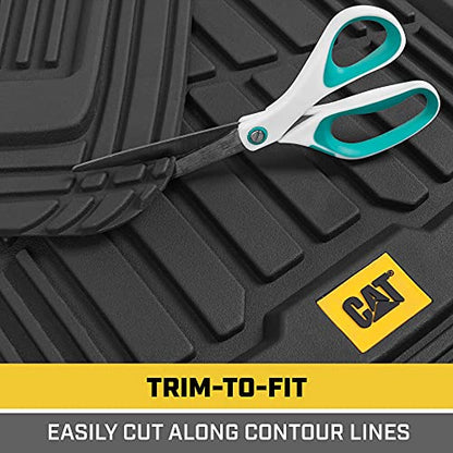 BDK Cat® CAMT-1003 (3-Piece) Deep Dish Rubber Car Floor Mats with Trunk Cargo Liner, Heavy Duty All Weather Trim to Fit Front & Rear Combo Set for Car Sedan SUV Van