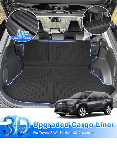 Rav4 Cargo Liner - Trunk Mat Fits for Toyota Rav4 2019-2025 (Include Hybrid), All Weather Cargo Mat with Backrest Mat for Rav 4 Accessories, Heavy Duty Car Mats, Car Accessories - size: 2)Toyota RAV4 19-25