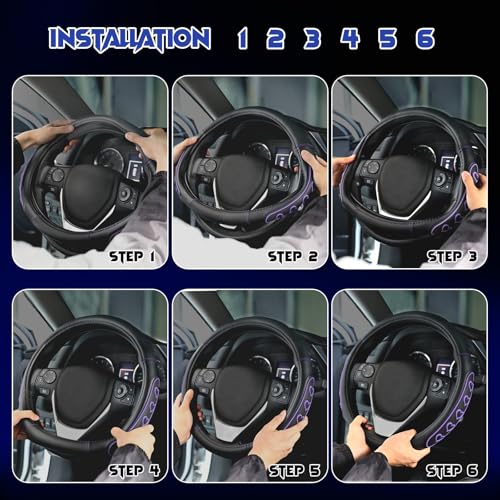 Ventilated Heart-Shaped Steering Wheel Cover with Anti-Slip Leather Grip. Compatible with Ford, Toyota, Honda, Nissan, and Chevrolet Vehicles for 14.5-15.2 inch Round Steering Wheels. - color: love Pink