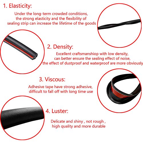 ESUPPORT 16ft 5M U Shape Car Door Moulding Rubber Scratch Protector Strip Edge Guard Trim Seal Transparent