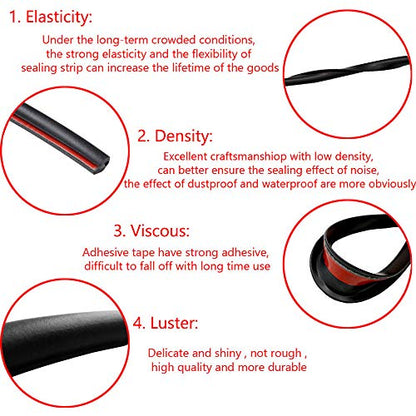 ESUPPORT 16ft 5M U Shape Car Door Moulding Rubber Scratch Protector Strip Edge Guard Trim Seal Transparent