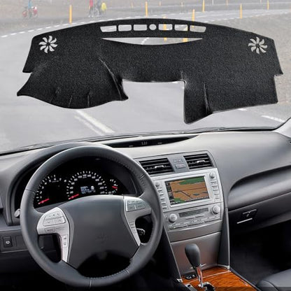 Dashboard Flannel Dash Cover Mat for Toyota Camry 2007 2008 2009 2010 2011 Flannel Polyester Custom Fit Toyota Camry Accessories Dash Cover Black Trim (Camry 2007-2011, Black) - size: Toyota Camry Flannel 2007-2011