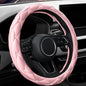 YOGURTCK Cute Diamond Soft Light Pink Leather Anti-Slip Steering Wheel Cover with Bling Bling Crystal Rhinestones, Universal 15 Inch for Women Girls, Fit Vehicles, Sedans, SUVs, Vans, Trucks - color: A-Baby Pink