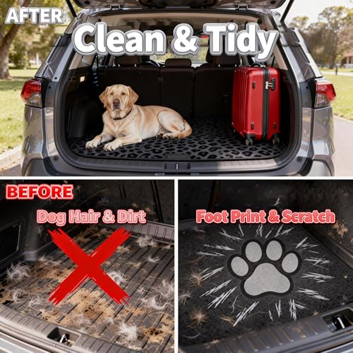Universal Car Trunk Mat 29" x 39", Black Leopard Print All Weather Durable Cargo Mat Protector for SUV, Truck, Van | Stylish Cargo Liner Cover Leopard Print Car Accessories