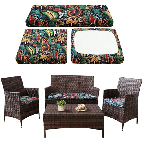 Waterproof 3-Piece Patio Sofa Cushion Cover Set - Replacement Covers for Outdoor Wicker Furniture, Bench & Seat Cushions