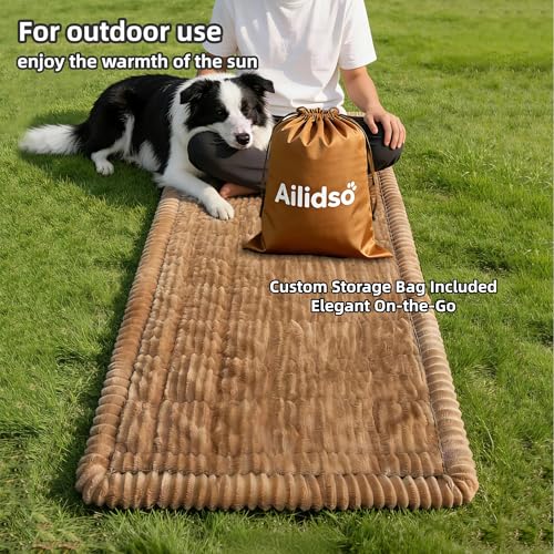 Dog Car Seat Cover, Pet Couch Covers for Car and Sofa, Non-Slip Backseat Pet Bed Mat, Machine Washable, Soft Plush Travel Seat Protector with Portable Storage Bag (Brown,23.6''×82'') - color: Brown, size: 23.6''×82''