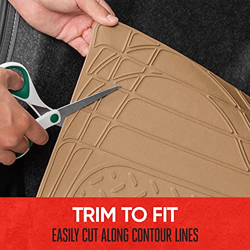 Motor Trend FlexTough Beige SUV Cargo Liner & Car Trunk Mat - Universal Trim-to-Fit All Weather Cargo Mats for Back of SUV - SUV Trunk Mat & Trunk Liner Floor Mat Cargo Cover - Trunk Cover - color: Beige