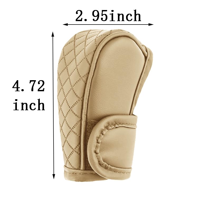 Gear Shift Knob Cover PU Leather Car Stick Shift Knob Cover Universal Fit for Most Cars, Non-Slip Gear Shifter Protector, Stylish Gear Shift Hoodie (Beige) - color: Beige