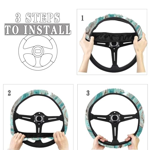 Forchrinse Sea Turtle Car Seat Cover for Men Women Hawaiian Hibiscus 15Pack Auto Interior Set with Steering Wheel Cover/Armrest Cushion/Seatbelt Cover/Car Coaster/Keychain/Handbrake Gear Shift Cover - color: Sea Turtle Hawaiian Hibiscus