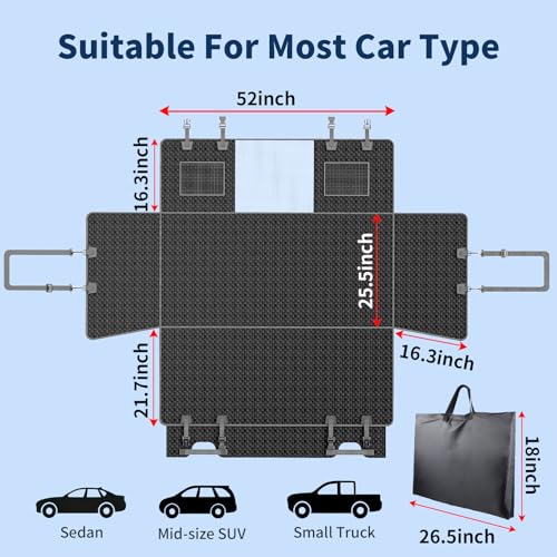 Tough Dog Car Seat Cover for Back Seat with Seatback Top Protection, Waterproof Hard Bottom Back Seat Extender for Dogs, Scratch Resistant Heavy Duty Dog Hammock for Car SUV Small Trucks